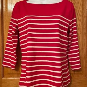 Red with White Stripes Ladies Top Size Medium